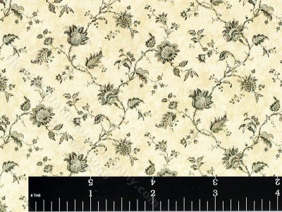 (image for) Jacobean Floral Vine Pattern Wallpaper for Dollhouses - Beige