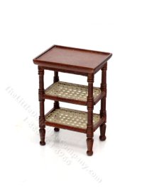 (image for) Miniature Caned Walnut Side Table for Dollhouses