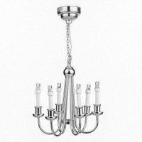 (image for) Dollhouse Scale LED 6-Arm Silver Chandelier