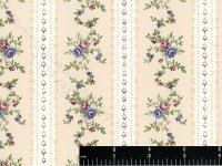 (image for) Pink/Blue Floral Stripe Miniature Wallpaper for Dollhouses