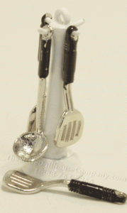 (image for) Miniature Kitchen Utensils with White Stand