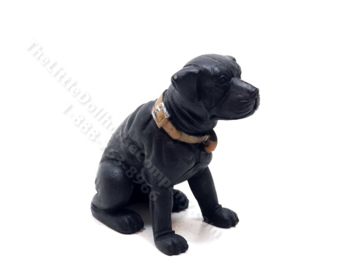 (image for) Miniature Sitting Black Lab Dog for Dollhouses