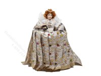 Miniature Handcrafted Vintage Elizabethan Woman in White and Gold (image for) Miniature Handcrafted Vintage Elizabethan Woman in White and Gold