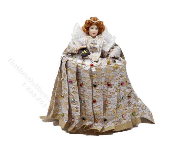 (image for) Miniature Handcrafted Vintage Elizabethan Woman in White and Gold