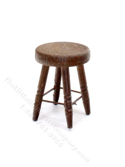 (image for) Miniature Walnut Stool for Dollhouses