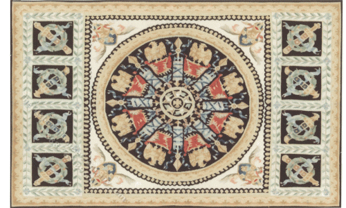 (image for) Miniature 2X-Small Rug with French Imperial Design Details