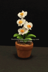 (image for) Dollhouse Miniature White and Orange Daffodil