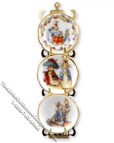 (image for) Miniature Peter Rabbit 3 Tier Plate Rack Display for Dollhouses