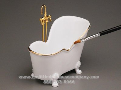 (image for) Miniature White Sitting Bathtub with Brass Faucets