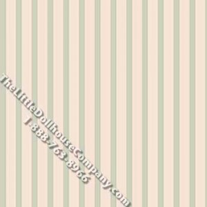 (image for) Carmen Green Stripe Pattern Miniature Wallpaper for Dollhouses