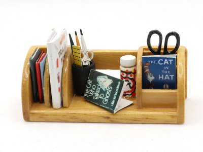 (image for) Miniature Oak Desk Caddy for Dollhouses