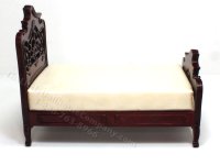 (image for) Miniature Mahogany Art Nouveau Bed w/ Carved Head and Foot Board