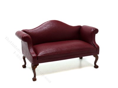 (image for) Miniature Burgundy Leather Sofa