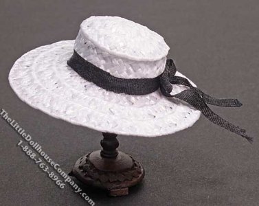 (image for) Ladies White Hat w/Black Ribbon by Judith Blondell