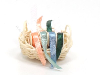 (image for) Miniature Spools of Ribbon in Oval Basket by Taylor Jade