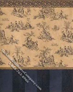 (image for) Miniature 3 pc. Dark Blue on Cream Toile Wallpaper Set
