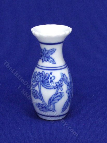 (image for) Miniature Vase with Blue Flower Design for Dollhouses