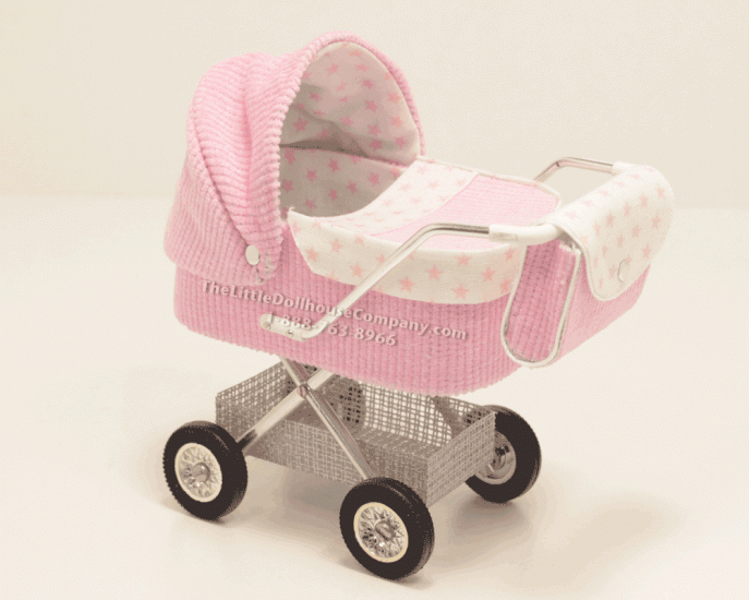 (image for) Miniature Modern Pink Baby Pram or Stroller
