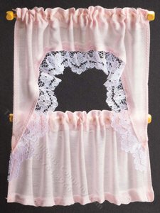 (image for) Miniature Pale Pink 2-Piece Curtain Set for Dollhouses
