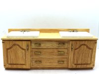 (image for) Miniature Oak Bathroom Counter with Double Sinks
