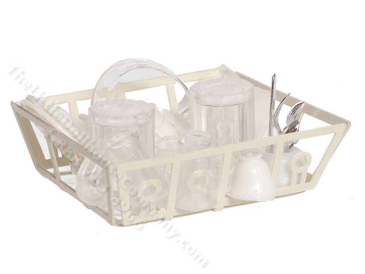 (image for) Miniature Filled Dish Rack for Dollhouses