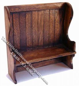 (image for) Miniature Tudor Style Irish Settle Bench for Dollhouses