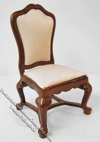 (image for) Miniature Spanish Design Walnut Side Chair for Dollhouses