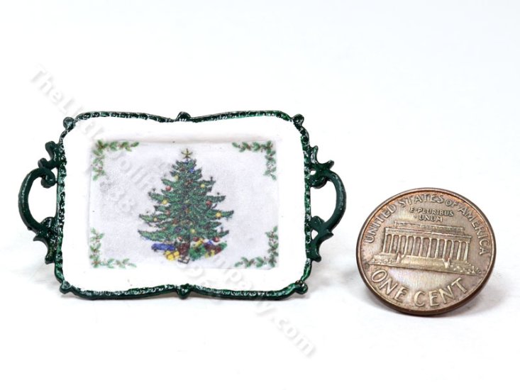 (image for) Miniature "Spode" Christmas Tree Tray for Dollhouses