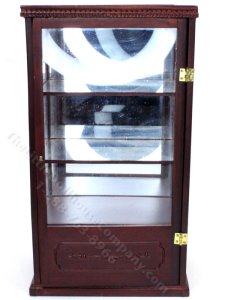 (image for) Miniature Mahogany Finish Mirrored Display Case for Dollhouse