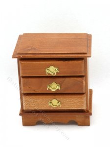 (image for) Miniature Three-Drawer Walnut Nightstand