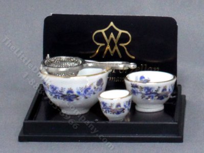 (image for) Miniature Blue Onion Bowl Set for Dollhouses