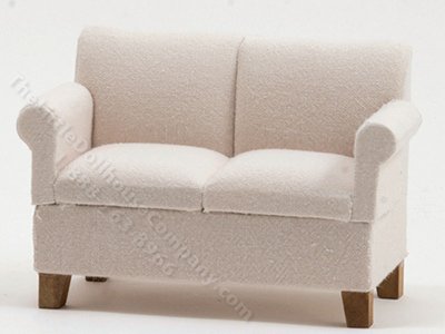 (image for) Miniature Off-White Loveseat for Dollhouses