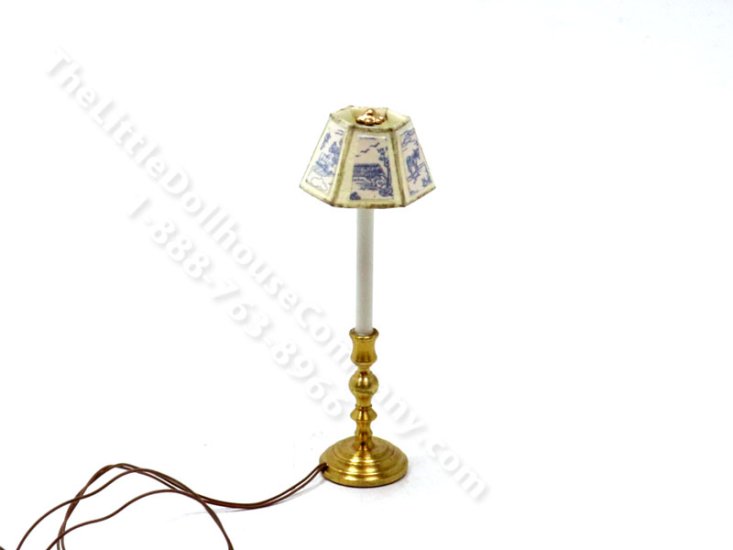 (image for) Miniature 12v Small Buffet Lamp for Dollhouses - Toile de Jouy