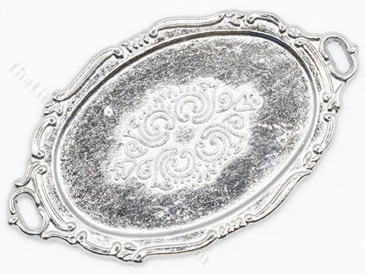 (image for) Miniature Silver Oval Plate For Dollhouses