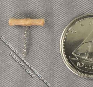 (image for) Miniature Cork Screw with Wooden Handle for Dollhouses