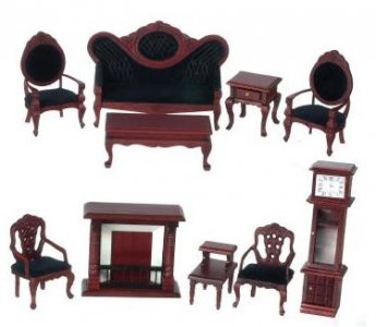 (image for) Green Mahogany Living Room Set, 10pc