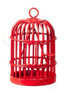 (image for) Miniature Red Birdcage for Dollhouses