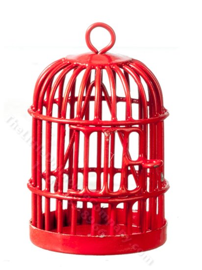 (image for) Miniature Red Birdcage for Dollhouses