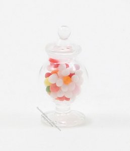 (image for) Miniature Fluted Glass Apothecary Candy Jar For Dollhouses