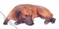 (image for) Miniature Brown Dog Lying Down for Dollhouses