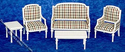 (image for) Miniature 5pc White Living Room Set for Dollhouses