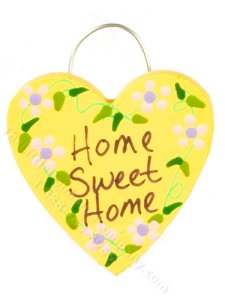 (image for) Miniature "Home Sweet Hom" Wooden Sign for Dollhouses - Yellow