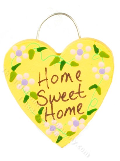 (image for) Miniature "Home Sweet Hom" Wooden Sign for Dollhouses - Yellow