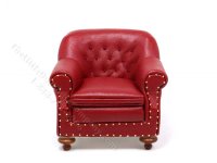 (image for) Miniature 1880 Walnut Red Club Chair for Dollhouses