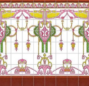 (image for) Dollhouse Scale Model Modernist (Art Nouveau) Wall Tiles