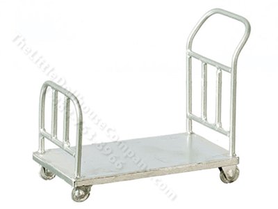 (image for) Miniature Silver Utility Cart for Dollhouses