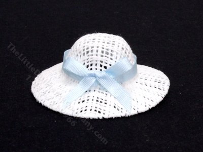 (image for) Miniature Straw Hat with Blue Ribbon for Dollhouses