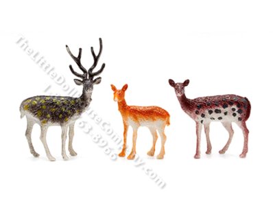 (image for) Miniature Sika Deer Family for Dollhouses - 3pc