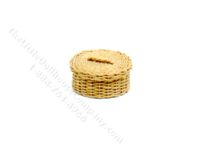 (image for) Vintage Miniature Handwoven Lidded Basket for Dollhouses