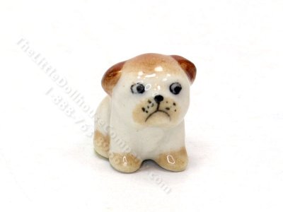 (image for) Miniature Porcelain Bulldog for Dollhouses - Small